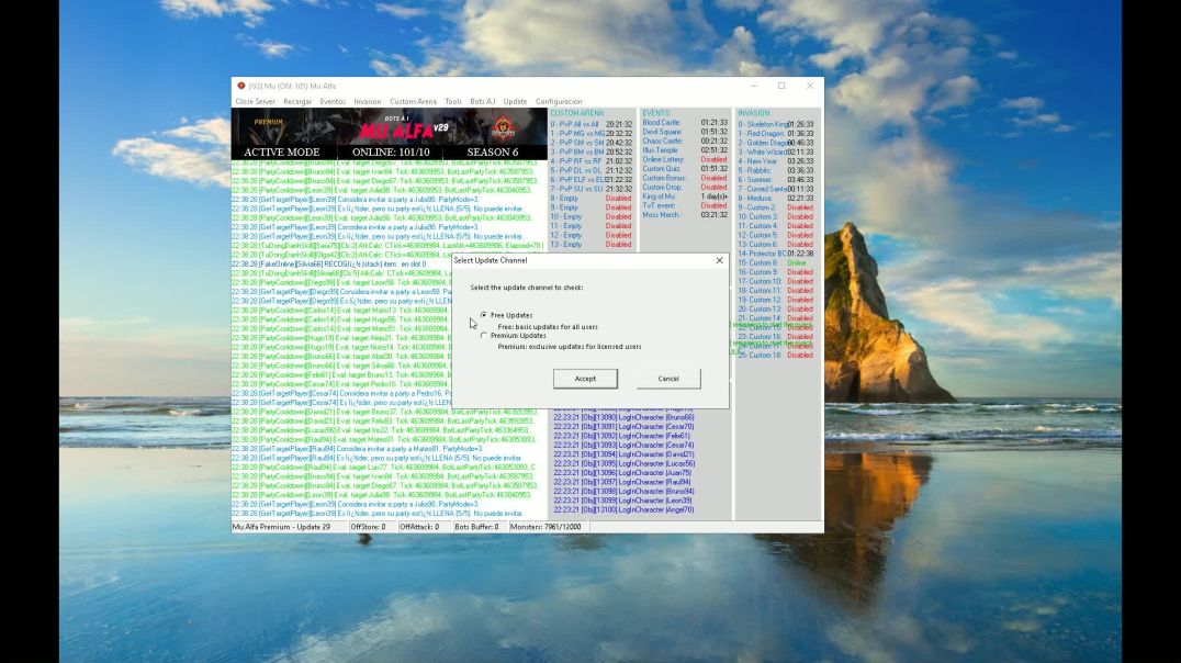 Mu Alfa Season 6 v29 - Activando las actualizaciones automáticas